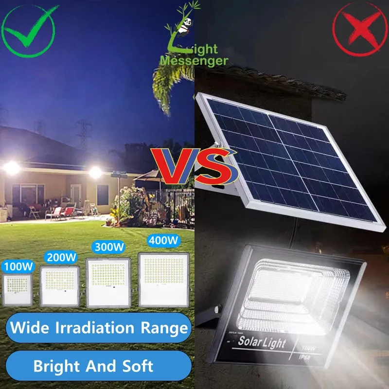 Luces de inundación solares al aire libre, iluminación LED para jardín