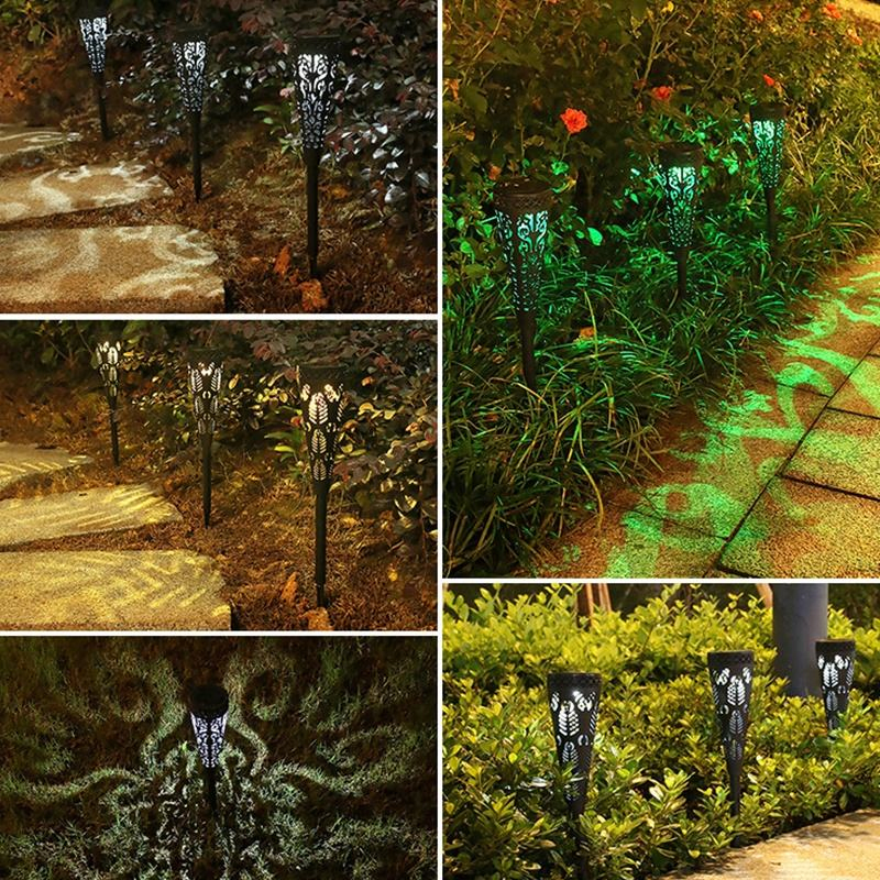 Foco decorativo de jardín en forma de cono hueco, solar, LED, impermeable y para paisajismo exterior