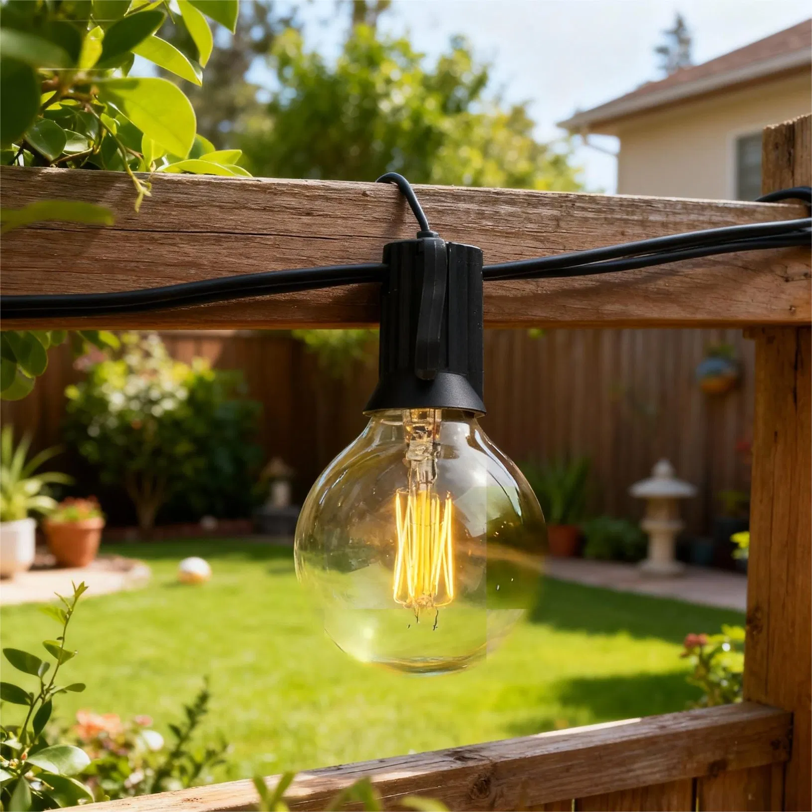 G40 Luces de Cadena Solar, Luces de Cadena para Exterior con 20 E12 Bombillas LED Impermeables