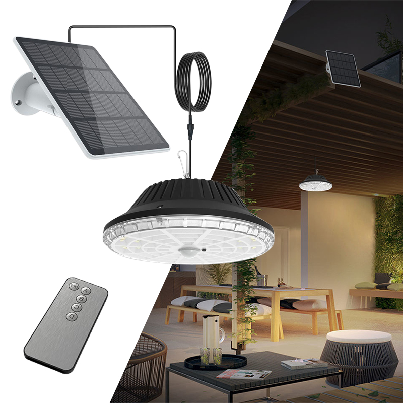 Luces de Techo Solar LED para Exterior, Luces de Seguridad para Porches, Luces Solares con Control Remoto para Cobertizos, Porches, Patios, Garajes