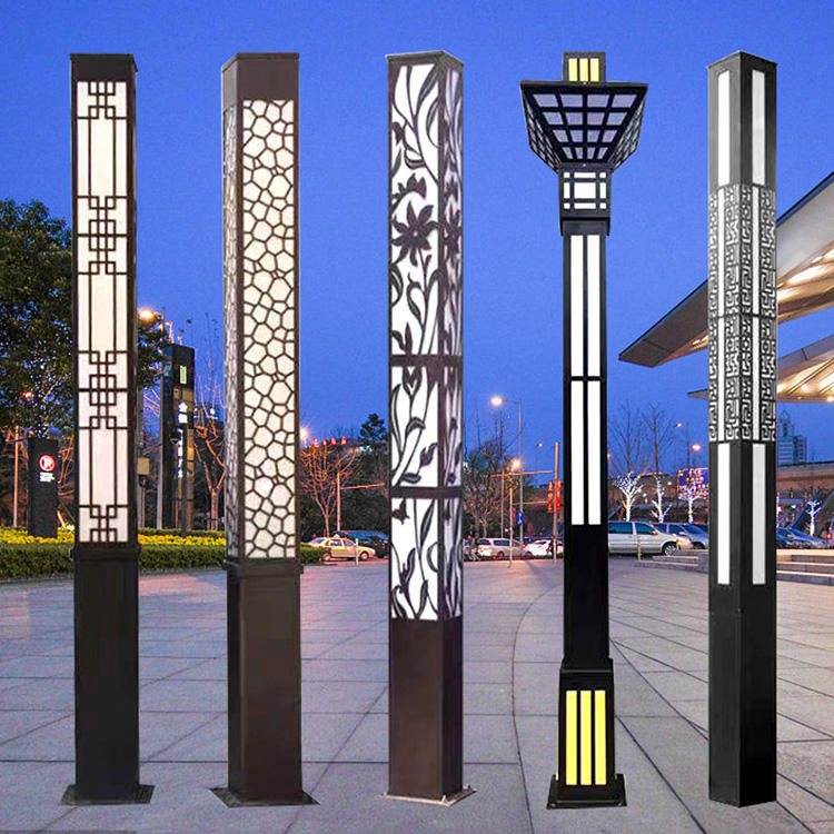 Lámpara de poste solar LED retro impermeable de grado industrial para patio y calle