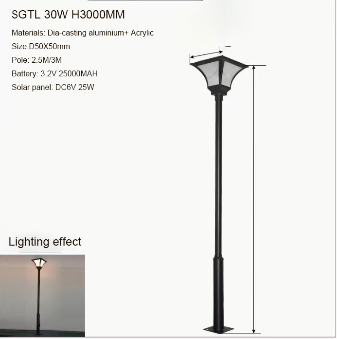 Patentado 2m/3m Garden Solar Post Luz Solar lámpara de poste