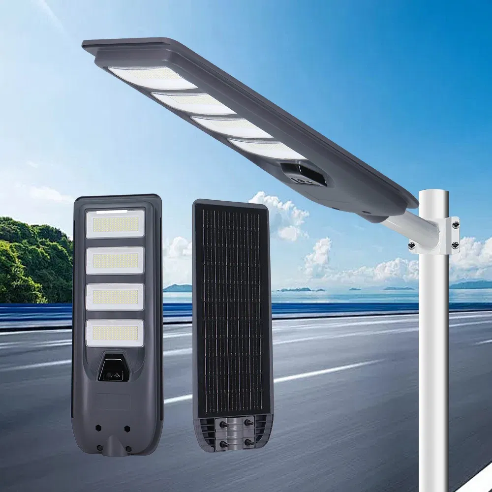 Suministro de energía solar OEM ODM con sensor de movimiento 100W 150W 200W 300W 400W 500W panel recargable todo en uno luz de calle LED solar para exteriores