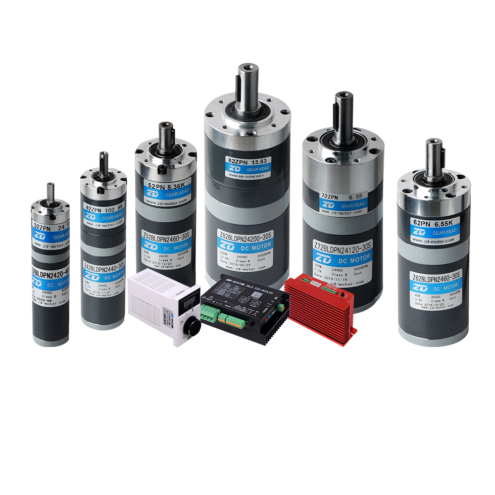 ZD 32mm 42mm 52mm 62mm 72mm, 10W 40W 60W 90W 120W to 300W,12v 24V Brush or Brushless Planetary DC Gear Motor