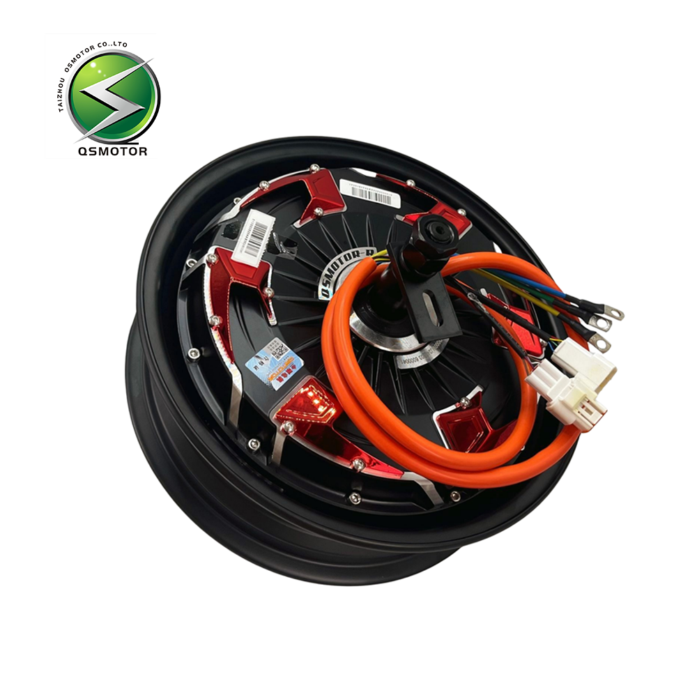 QSMOTOR 12"V4 2000W Dual Hall 35H Improved Brushless DC Series Wound IE4 Efficiency Disc Brake Motor IP55 Waterproof 72V for