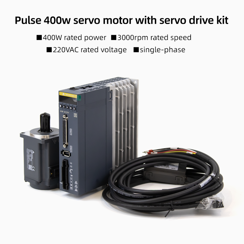 17-Bit Absolute Encoder 220V IP67 400W 750W 1KW AC Servo Motor Kit With Drive Pulse Control For CNC Router, Packaging Machine