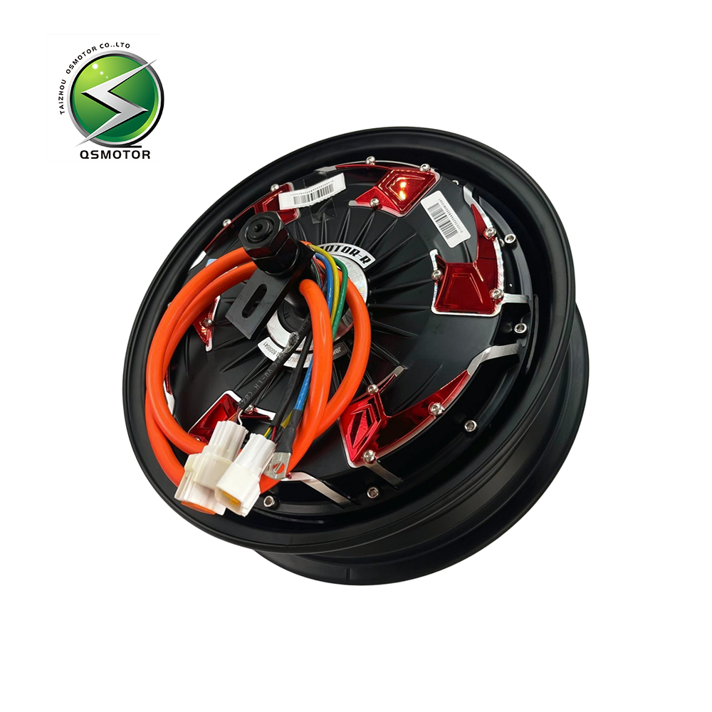 QSMOTOR 12"V4 2000W Dual Hall 35H Improved Brushless DC Series Wound IE4 Efficiency Disc Brake Motor IP55 Waterproof 72V for