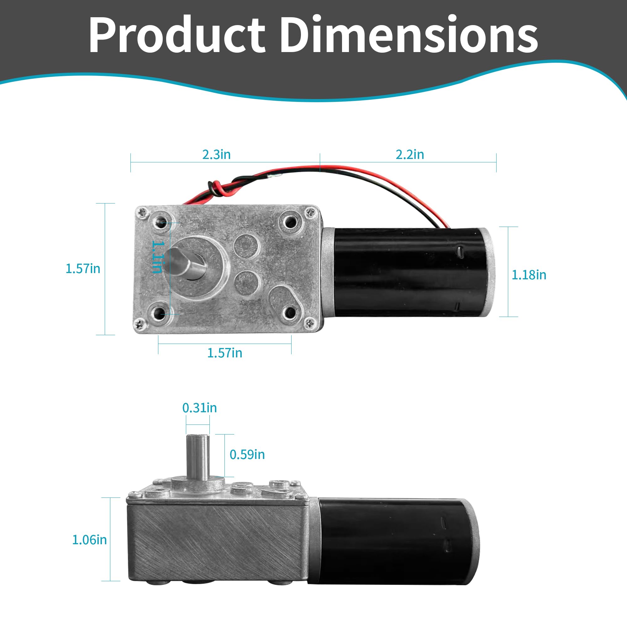 24V 5-250 RPM 50kg.cm Brushed Dc Motor High Torque Self-lock Turbine Gearbox Worm Geared Motor