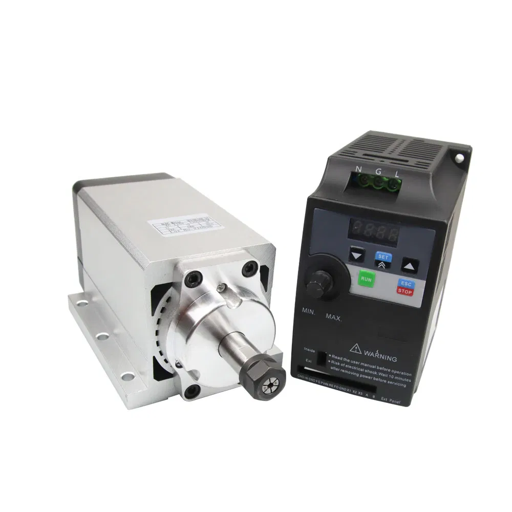 High Speed CNC Lathe Router Milling Air Cooling Water Cooled AC Spindle Motor 0.7kw DC Brushless Spindle Motor with Inverter Kit