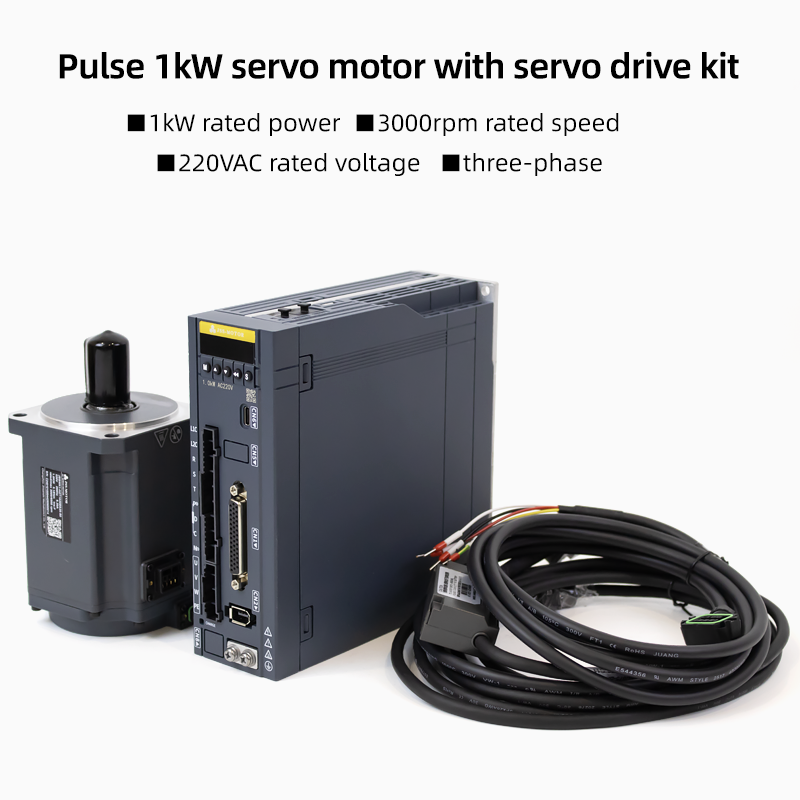 17-Bit Absolute Encoder 220V IP67 400W 750W 1KW AC Servo Motor Kit With Drive Pulse Control For CNC Router, Packaging Machine