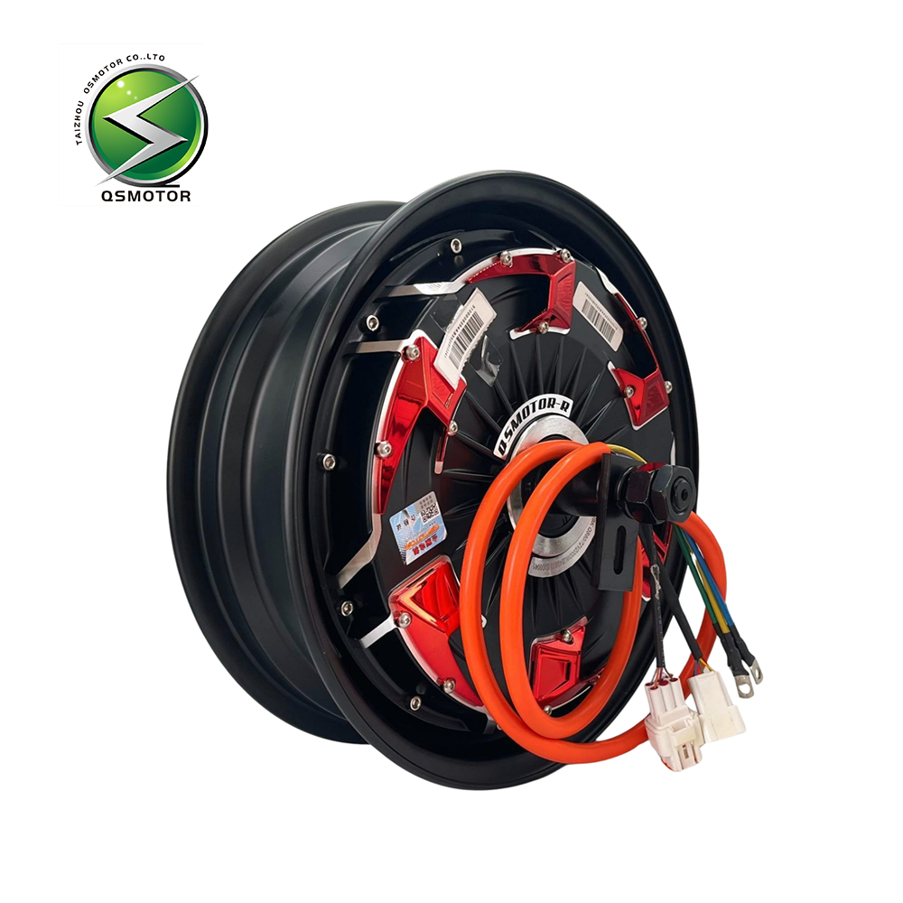 QSMOTOR 12"V4 2000W Dual Hall 35H Improved Brushless DC Series Wound IE4 Efficiency Disc Brake Motor IP55 Waterproof 72V for