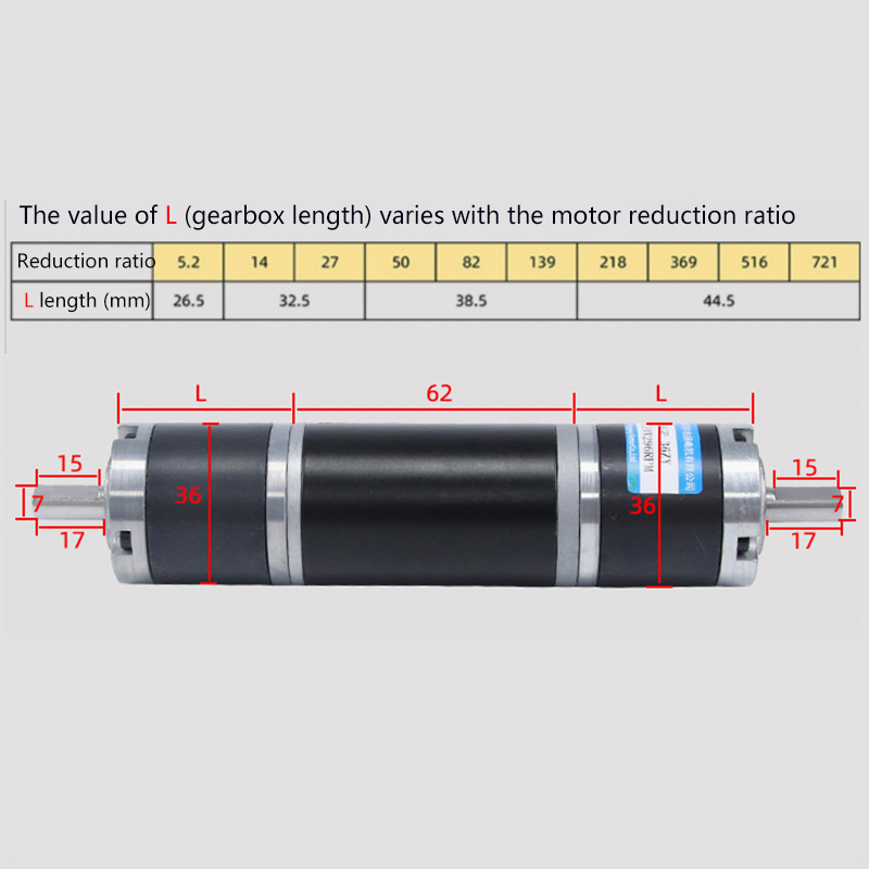 High Torque 12V-24V 36-36ZY Planetary Gear DC Reduction Motor 6mm/8mm Dual Axis for Fan