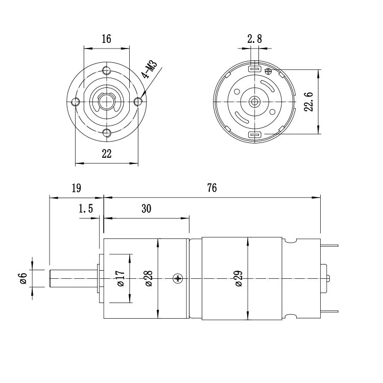 28JX390 Hot Selling Brush Permanent Magnet 14.4V 437RPM 19.74W Planetary Gearbox Motor 5062g.cm Torque 28mm Diameter Boat Fan