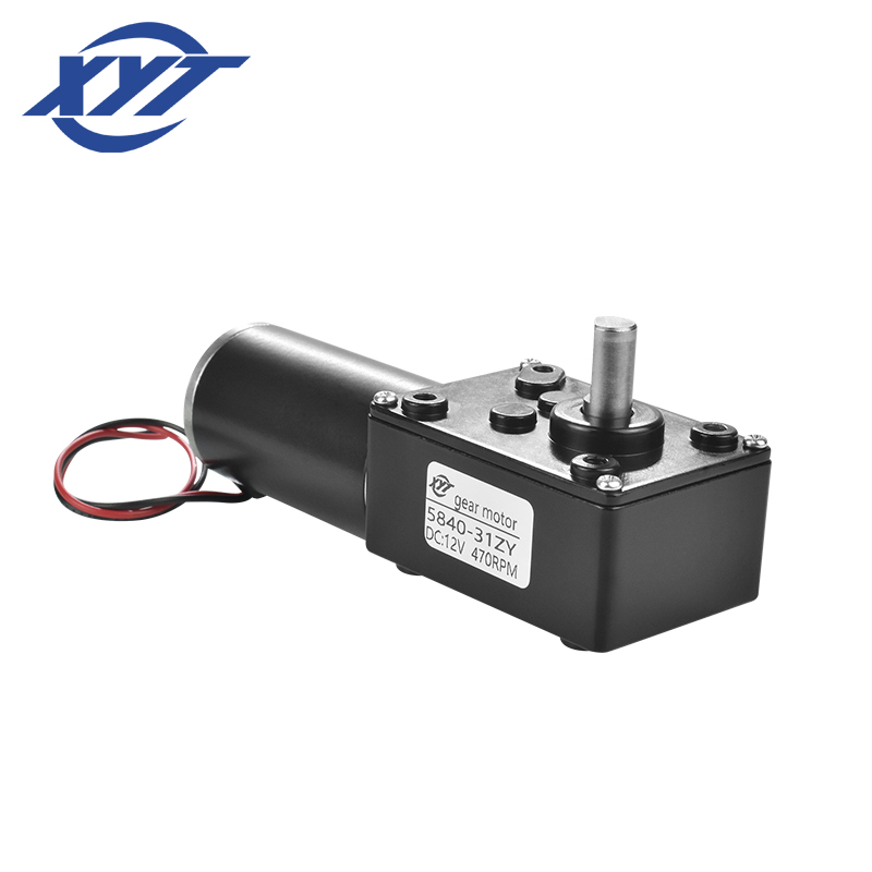 XYT Black 5840-31ZY 12v 24v High Torque Max 70Kg,cm Worm Gearbox Steel Tube Motor Micro Reducer Self-lock 90 Degree Dc Motor
