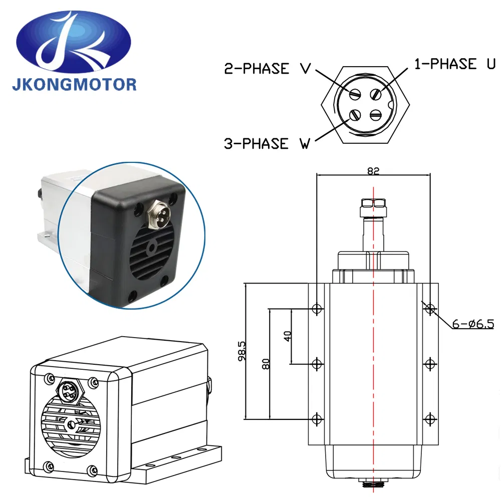 High Speed CNC Lathe Router Milling Air Cooling Water Cooled AC Spindle Motor 0.7kw DC Brushless Spindle Motor with Inverter Kit