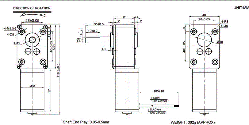 12V/24V DC Worm Gear Brushed Motor for Automation Home Appliances | Fan Use | Stable Precision Drip-proof | Factory