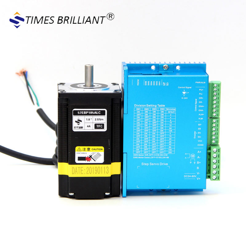 China Low Price 57ebp105alc+Hbs57 2phase NEMA23 Closed Loop Stepper Motor with High Quality Driver Kit 2.5nm