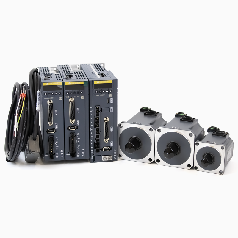 17-Bit Absolute Encoder 220V IP67 400W 750W 1KW AC Servo Motor Kit With Drive Pulse Control For CNC Router, Packaging Machine