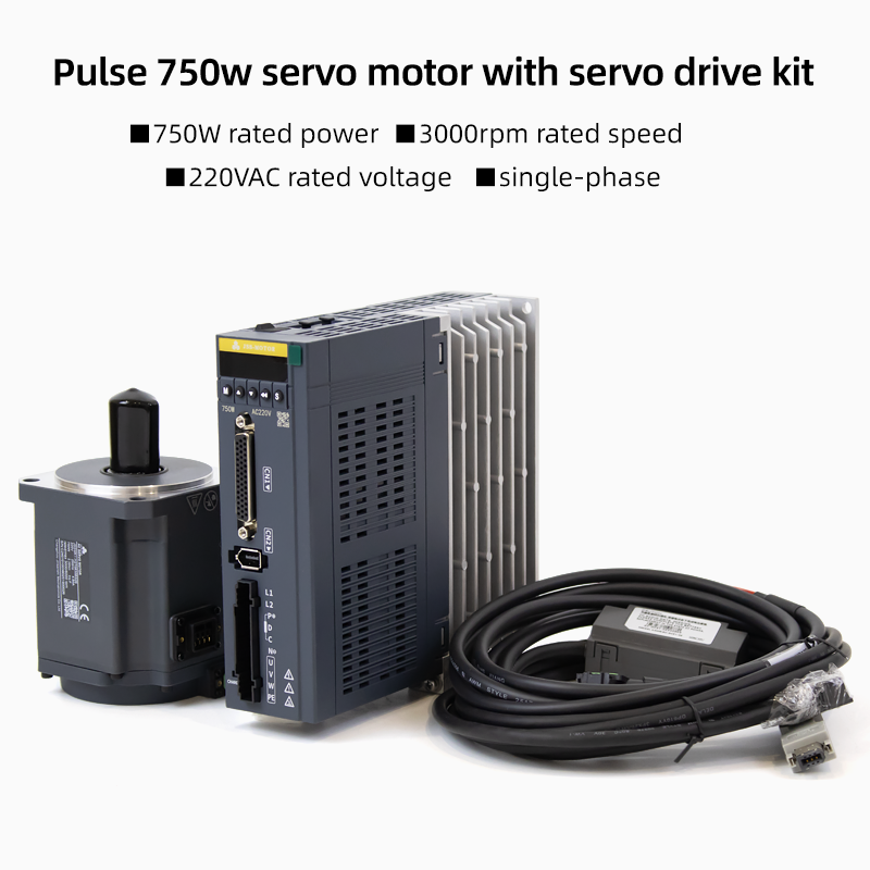 17-Bit Absolute Encoder 220V IP67 400W 750W 1KW AC Servo Motor Kit With Drive Pulse Control For CNC Router, Packaging Machine