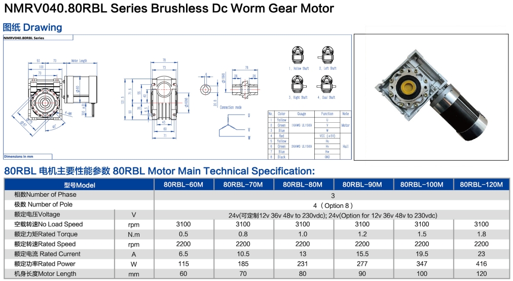 OD 80mm Brushless DC Motor 3