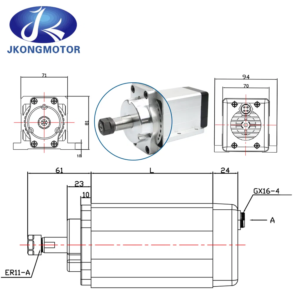 High Speed CNC Lathe Router Milling Air Cooling Water Cooled AC Spindle Motor 0.7kw DC Brushless Spindle Motor with Inverter Kit