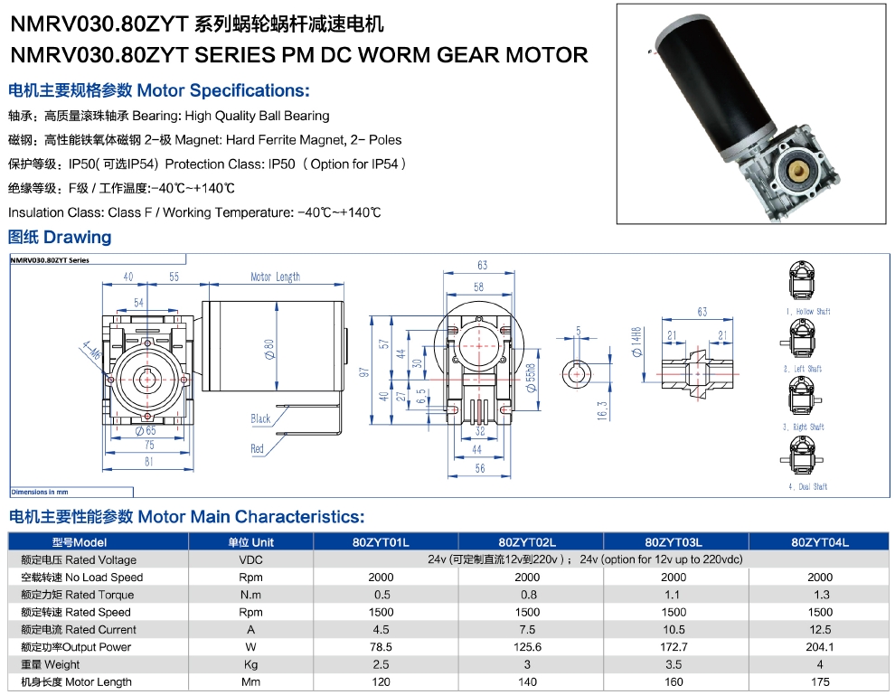 OD 80mm DC Worm Gear Motor 1