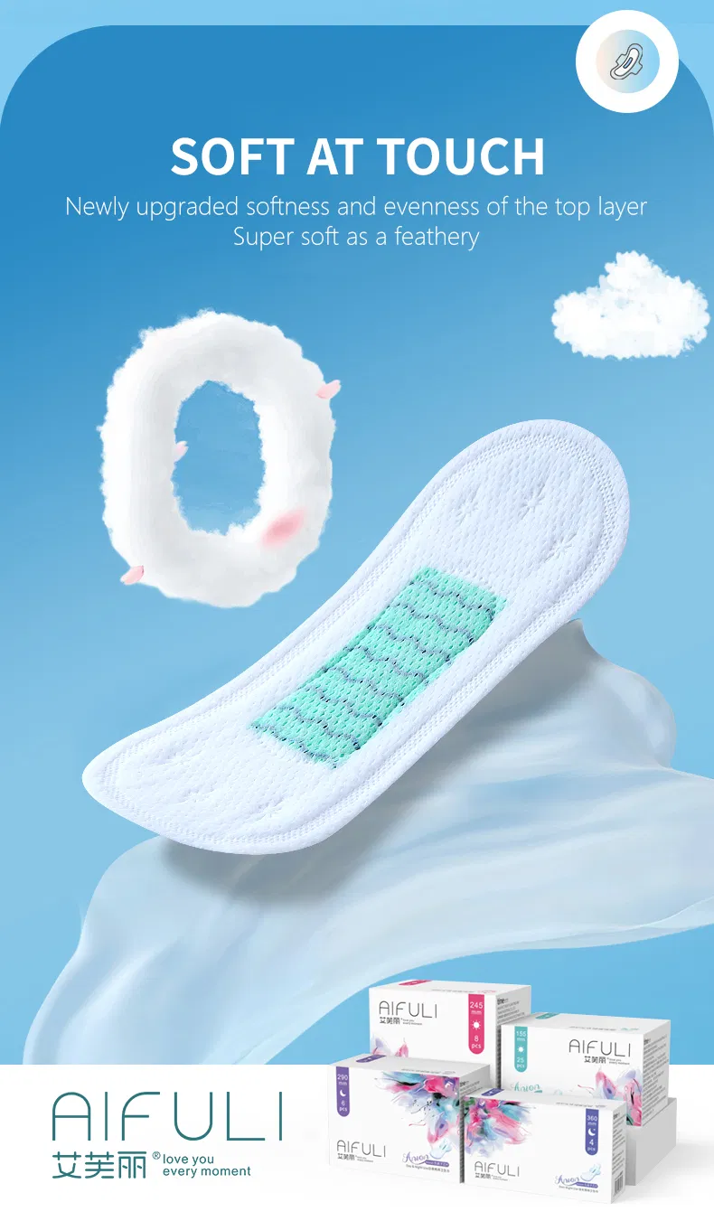 Toalla sanitaria ultra delgada de iones negativos aniónicos al por mayor para mujer, toallas sanitarias femeninas, almohadillas de maternidad