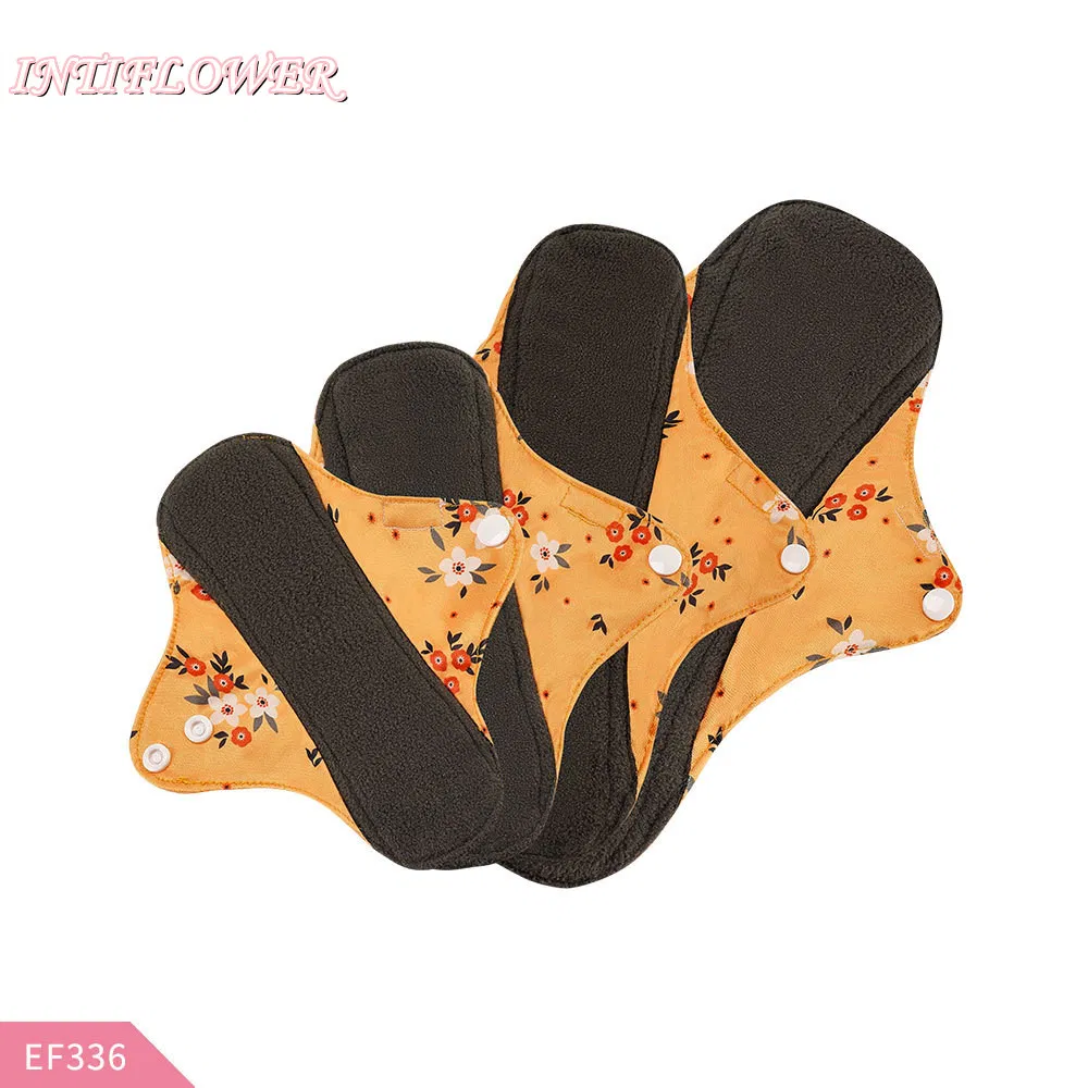 Intiflower Mayorista 4PCS Almohadillas Menstruales Reutilizables de Carbón de Bambú Anión Napkin Bragas Protectores