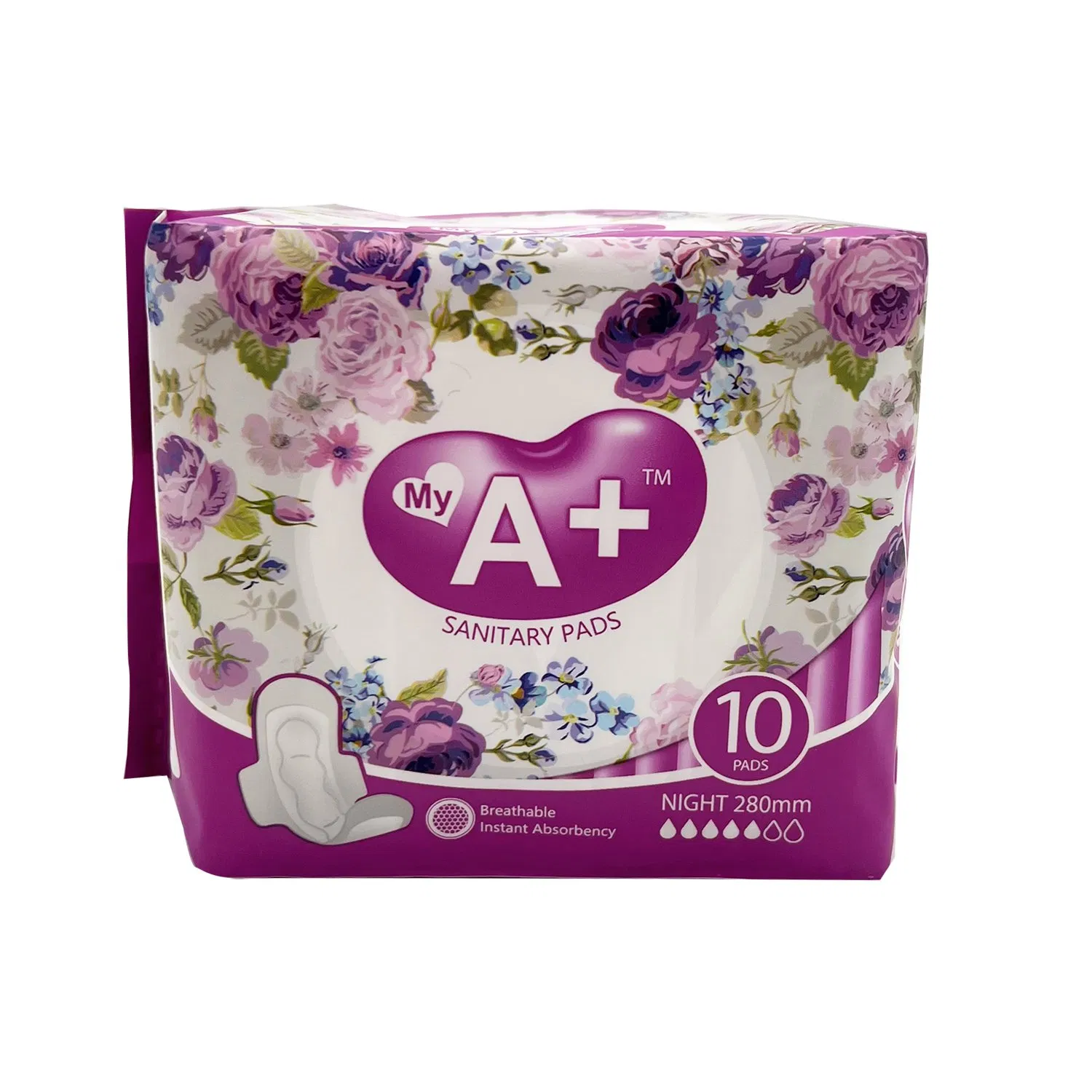Compresas nocturnas con alas para mujeres, capacidad de absorción de toallas sanitarias femeninas