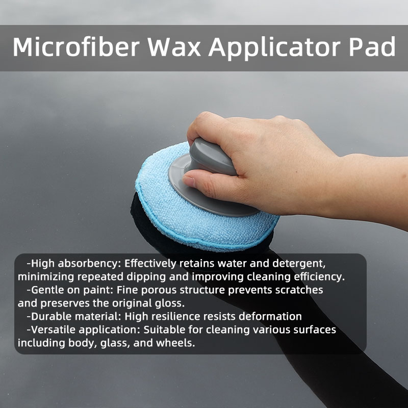 Pad de aplicación redondo blanco lavable con mango ergonómico para el cuidado de la pintura con logo personalizado