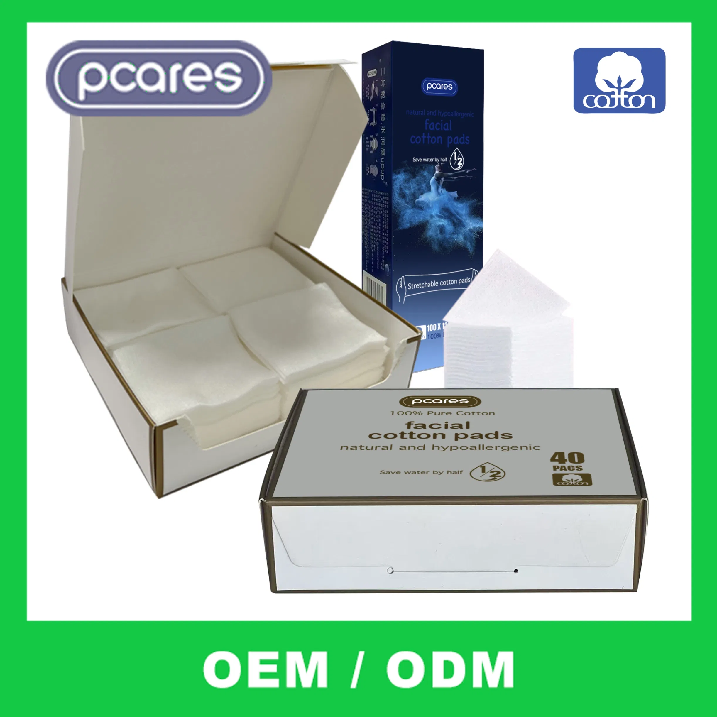 Discos de algodón puro desechables orgánicos premium para maquillaje, almohadillas desmaquillantes, cuidado de la piel limpia, almohadillas de tónico para el rostro