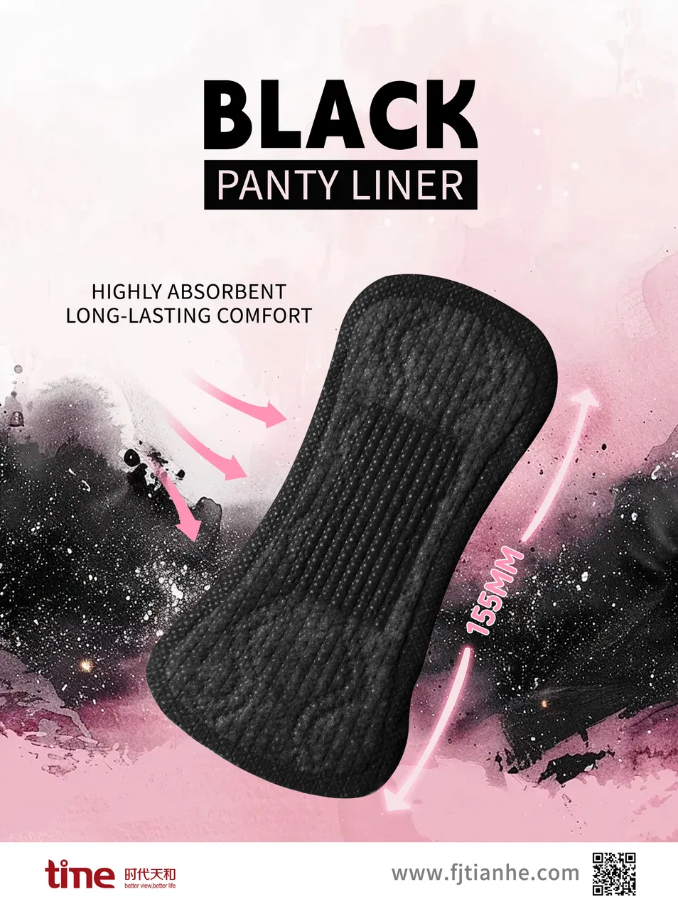 Todo el forro de panty negro con chip de carbón de bambú para uso todo el día