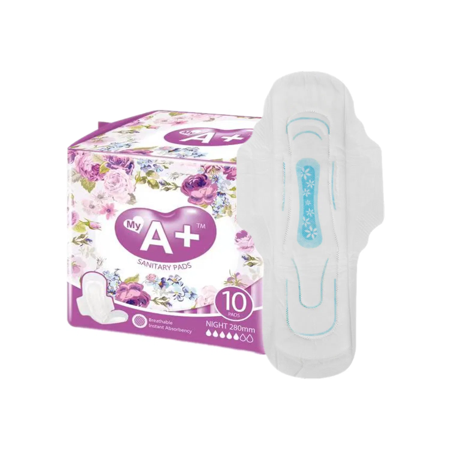 2023 Compresas femeninas al por mayor para mujeres con alta absorción para la noche y alas, toalla sanitaria perfumada