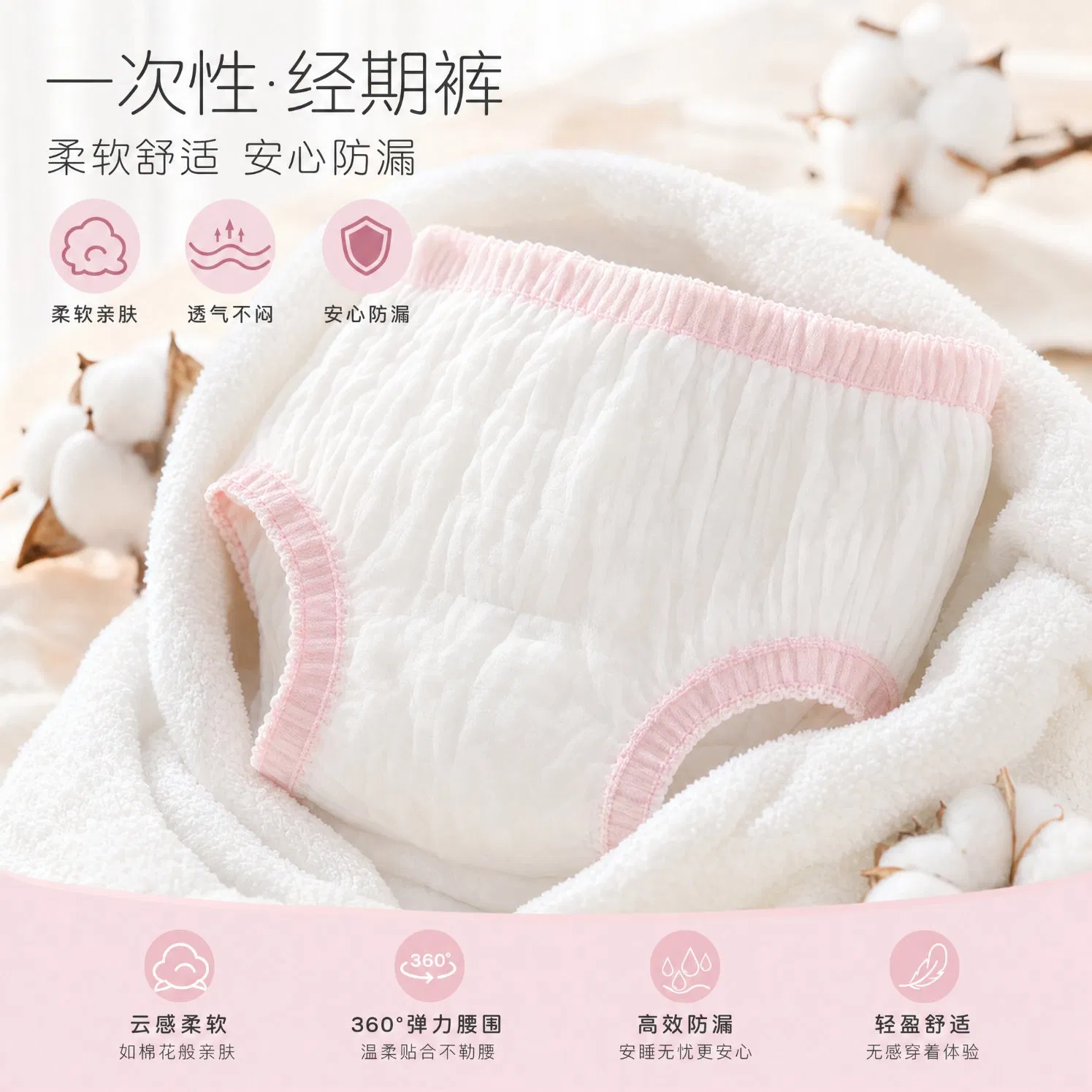 Ropa interior menstrual desechable posparto suave, super absorbente, a prueba de fugas, OEM, etiqueta privada, China