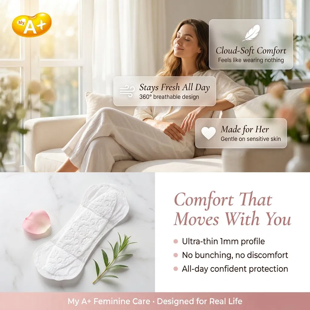 Mis a+ 1mm Protectores diarios biodegradables desechables de hierbas con alas gruesas y protección contra filtraciones para mujeres