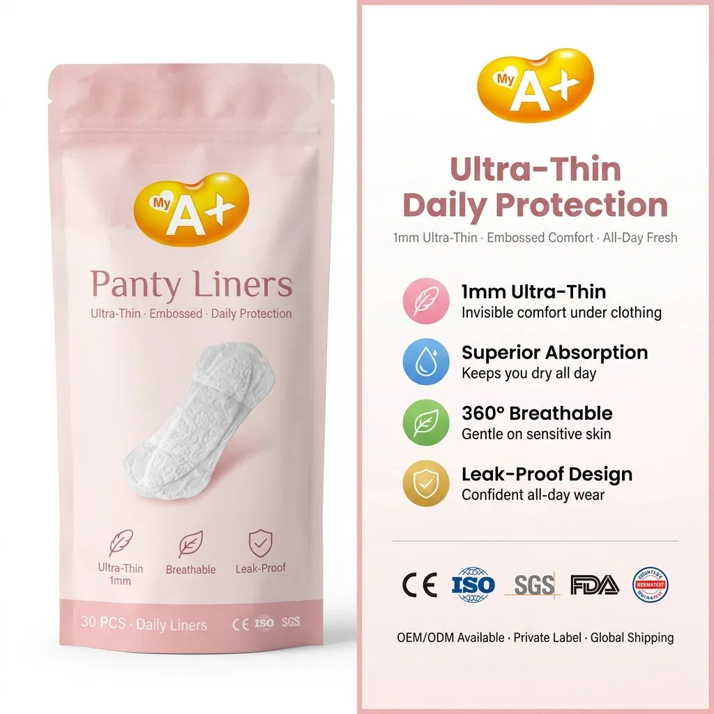 Mis a+ 1mm Compresas desechables de hierbas biodegradables súper absorbentes con alas gruesas y protección contra filtraciones para mujeres