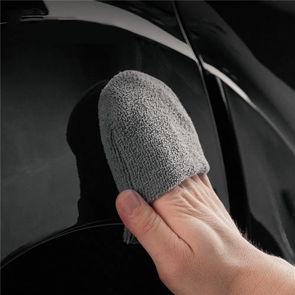 Mitón de Aplicación de Cera de Microfibra Esun PRO Sin Rayones para Detallado de Autos, Almohadilla de Aplicación de Espuma de Microfibra con Bolsillo para los Dedos