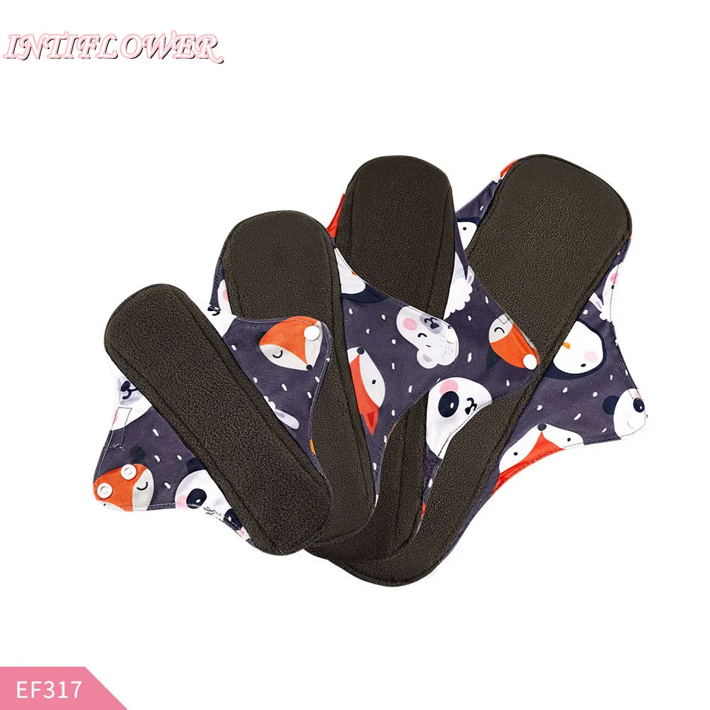 Intiflower Mayorista 4PCS Almohadillas Menstruales Reutilizables de Carbón de Bambú Anión Napkin Bragas Protectores