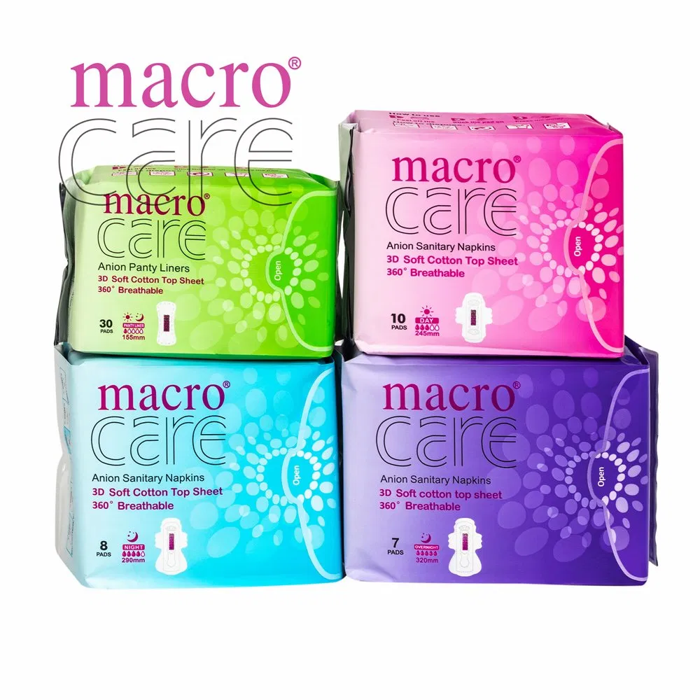 Protectores diarios de bambú biodegradable aniónicos de Macro Care 100% de algodón orgánico con hierbas