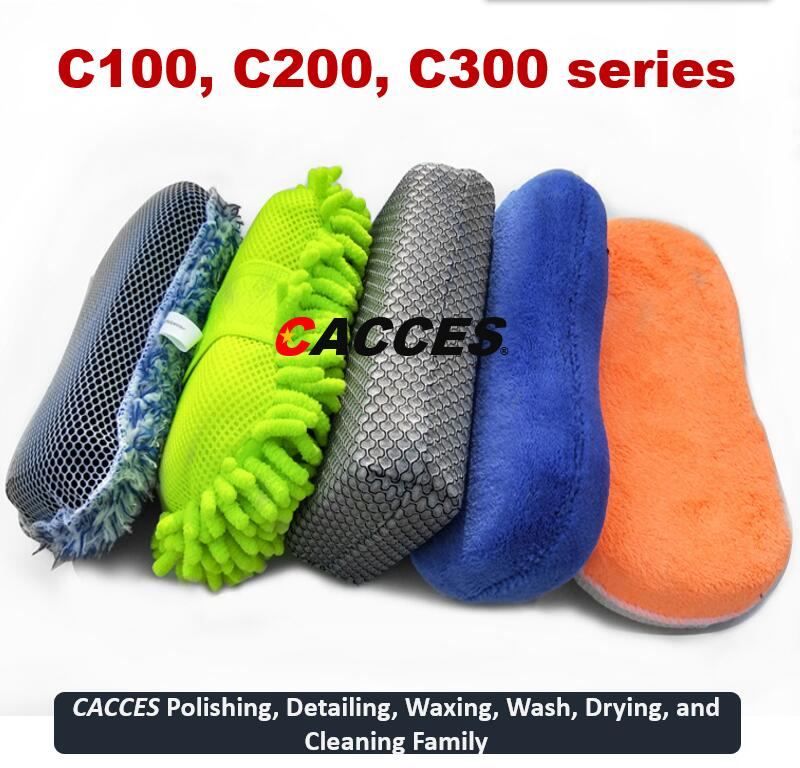 Kit de limpieza para cuidado del automóvil Cacces, almohadilla aplicadora de microfibra, esponja de lavado, mitón de microfibra, paño para automóvil, almohadilla para pulir, aplicador de cera, almohadilla de espuma C101cws
