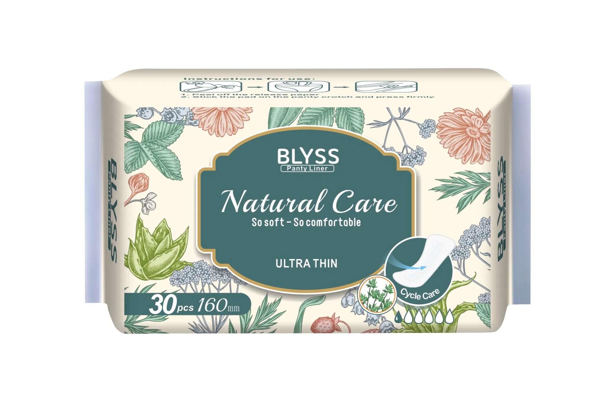 Compresas desechables para mujeres biodegradables de hierbas, compresas sanitarias pesadas, compresas sanitarias nocturnas