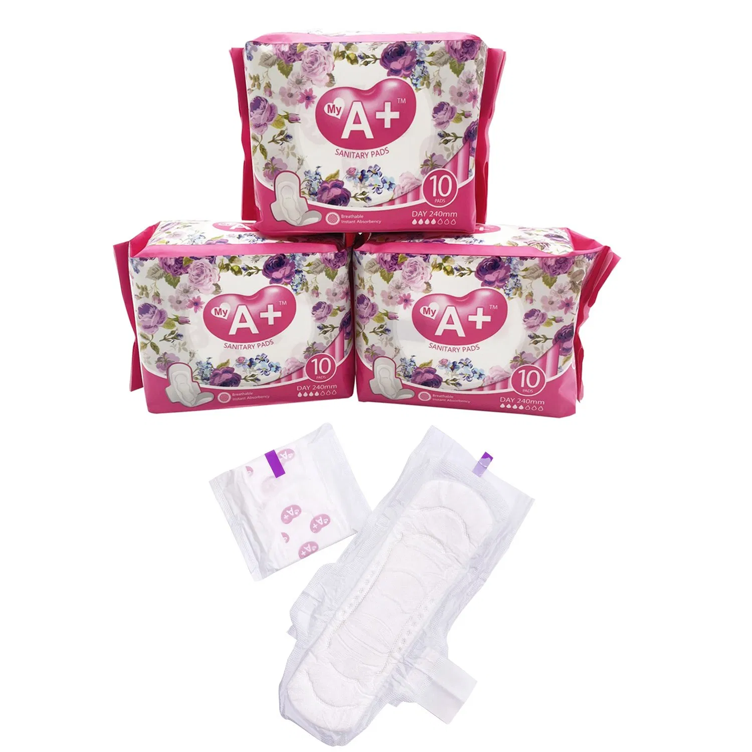 Compresas nocturnas con alas para mujeres, capacidad de absorción de toallas sanitarias femeninas