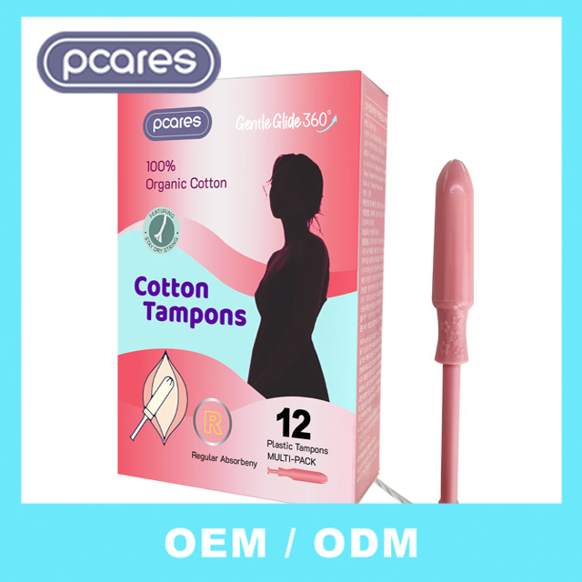 Toalla sanitaria desechable de algodón orgánico suave personalizada y privada de la FDA con aplicador