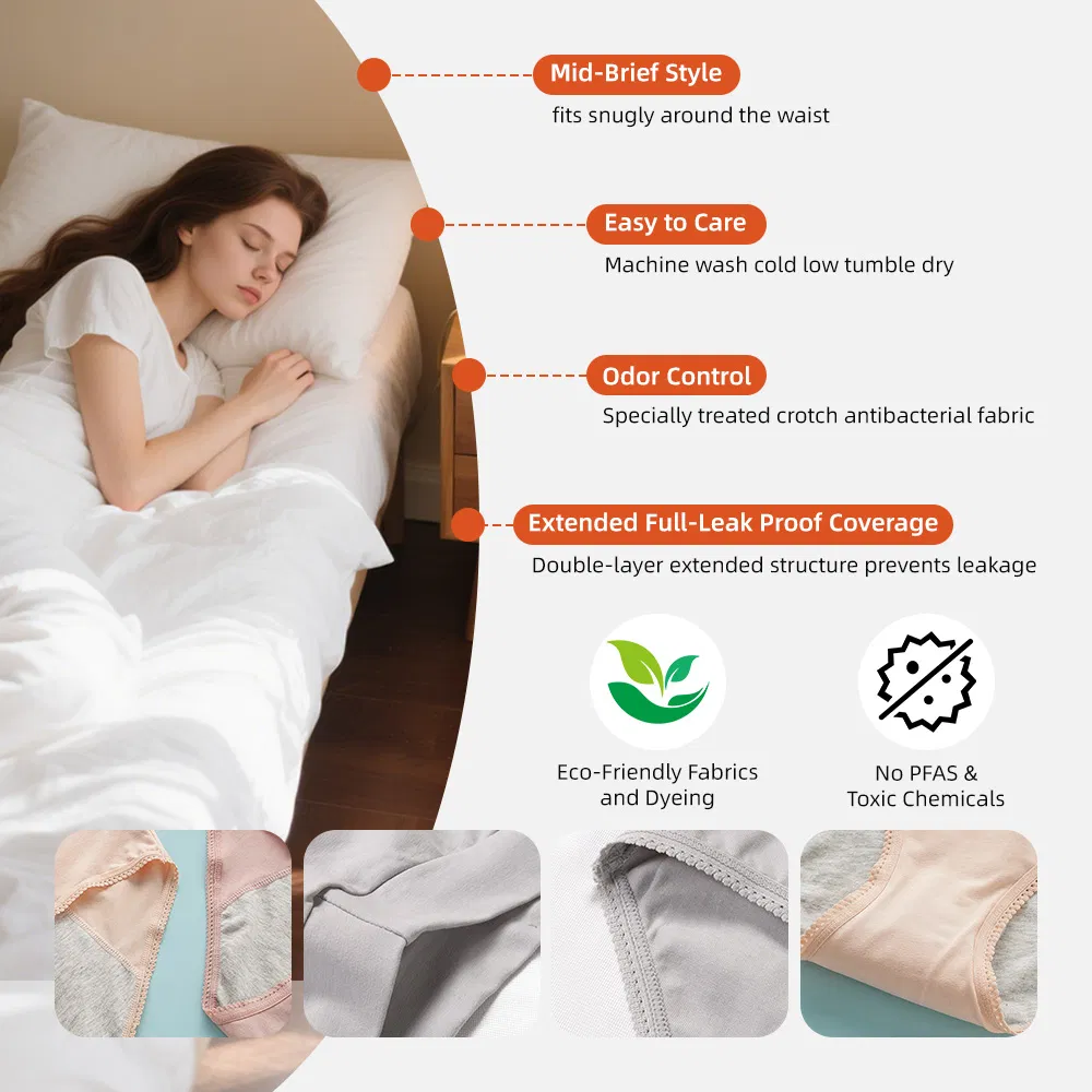 Ropa de vestir resistente a fugas Lanties menstruales reutilizables periodo ropa de vestir