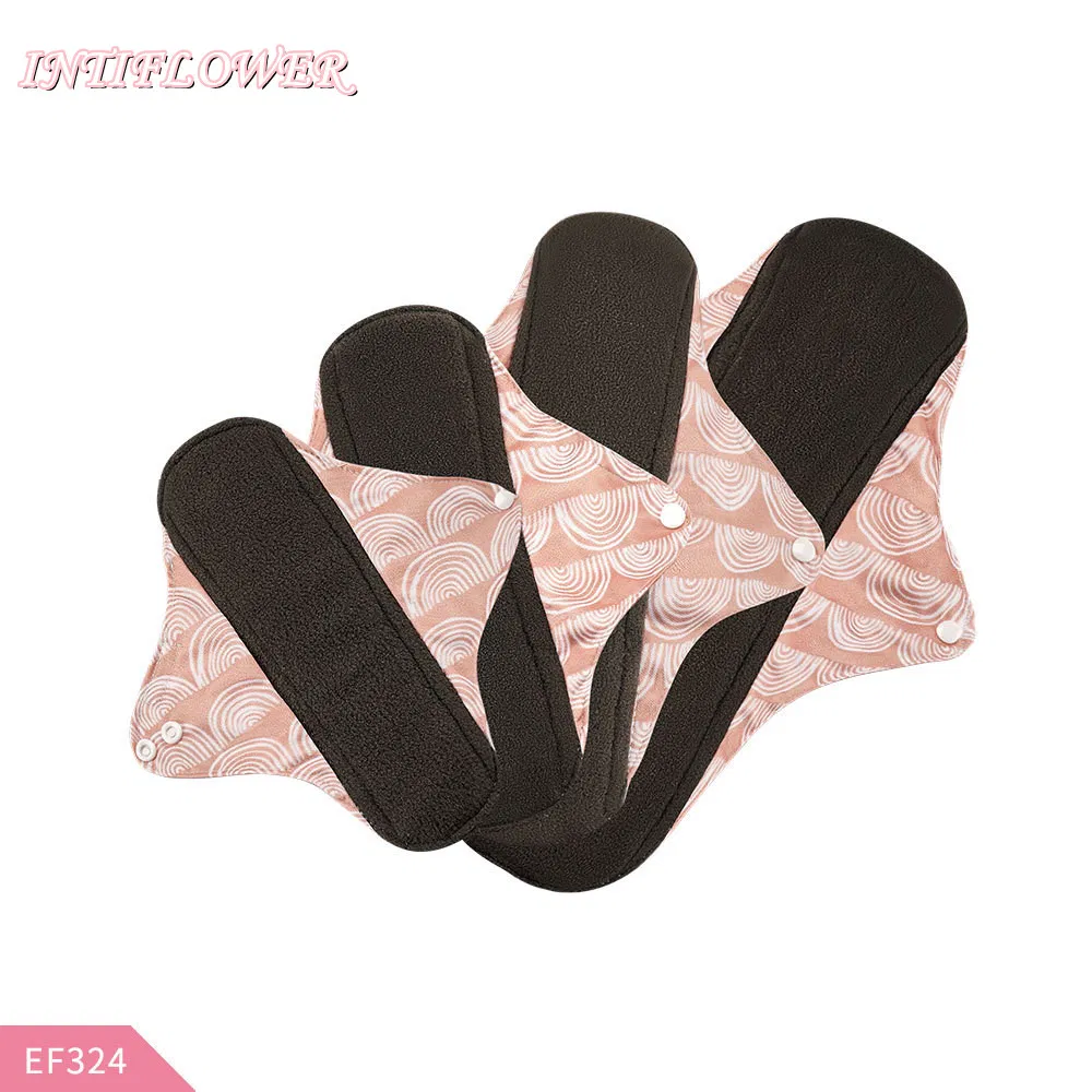 Intiflower Mayorista 4PCS Almohadillas Menstruales Reutilizables de Carbón de Bambú Anión Napkin Bragas Protectores