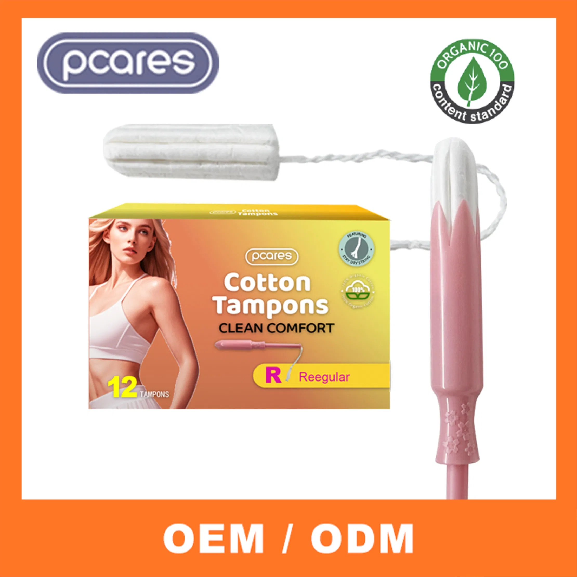Tampones femeninos a prueba de fugas de viscosa transpirable de marca privada OEM premium
