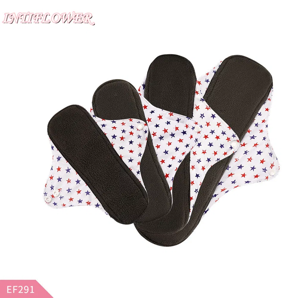 Intiflower Mayorista 4PCS Almohadillas Menstruales Reutilizables de Carbón de Bambú Anión Napkin Bragas Protectores