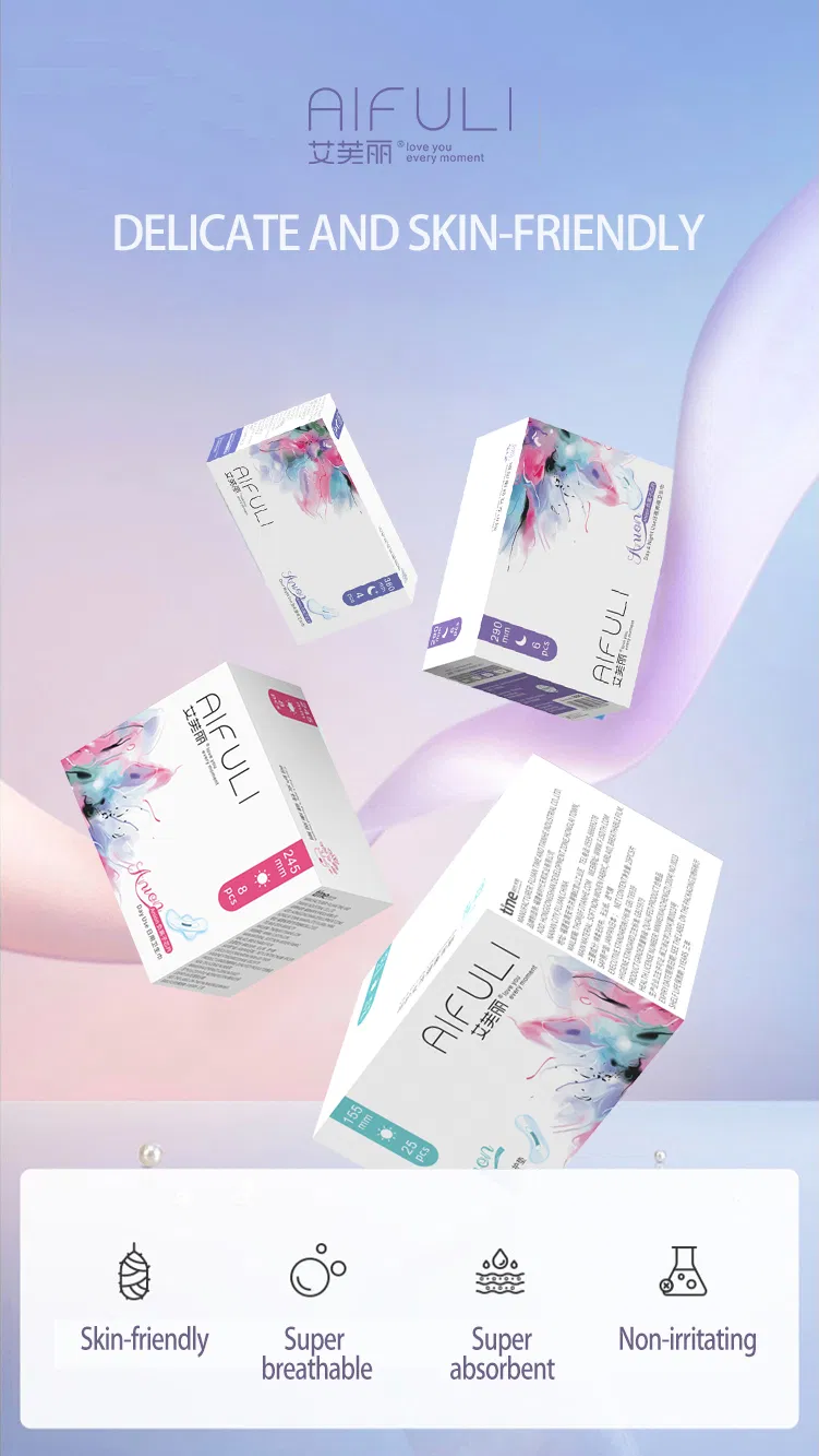 Toalla sanitaria ultra delgada de iones negativos aniónicos al por mayor para mujer, toallas sanitarias femeninas, almohadillas de maternidad
