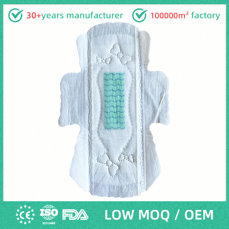 Fabricante personalizado de marca privada de compresas sanitarias para mujeres con alas, de algodón, ultra delgadas, de alta absorción, para uso nocturno