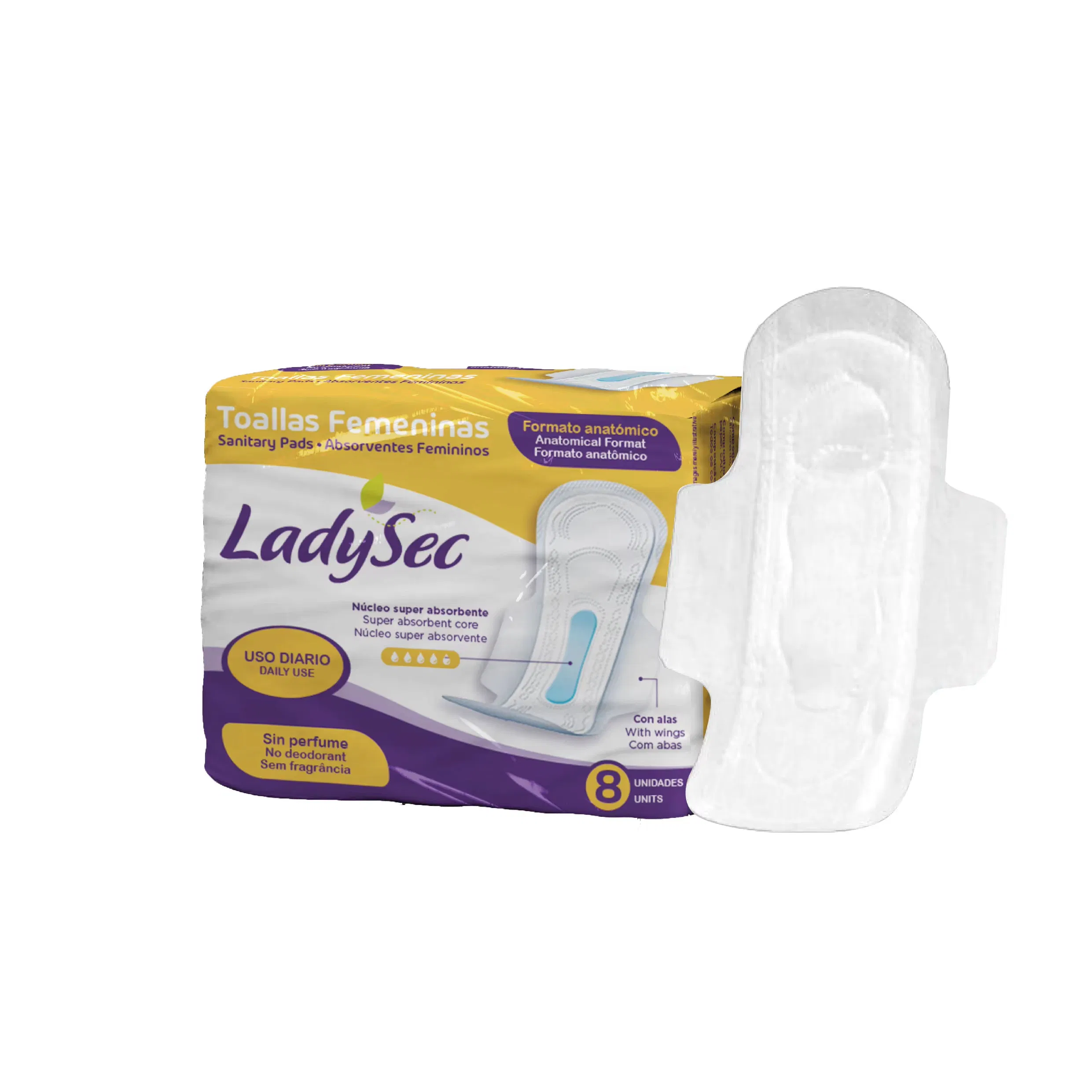 Compresas menstruales de algodón orgánico ultra suave con alas para comodidad durante todo el día